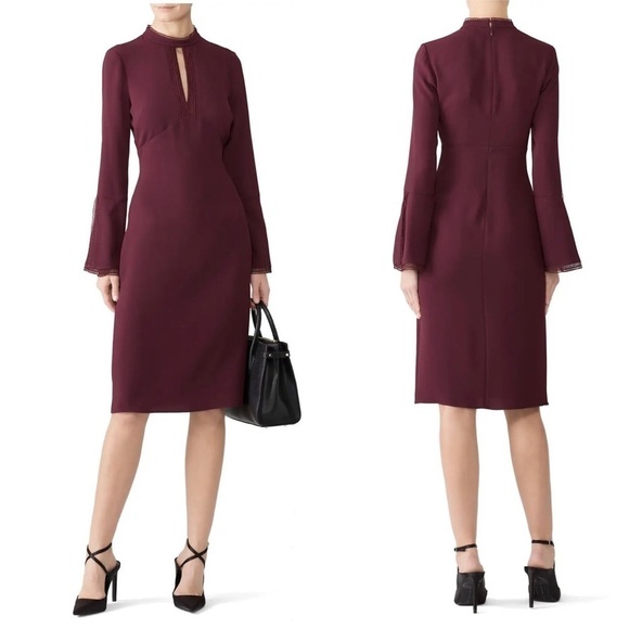 Shoshanna Burgundy Keyhole Dress - Picture 1 of 9